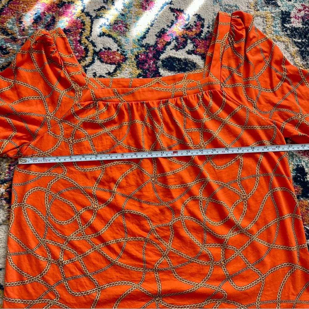 Michael Kors Square Neck Zinnia Chain Print Top Size L - Picture 8 of 8